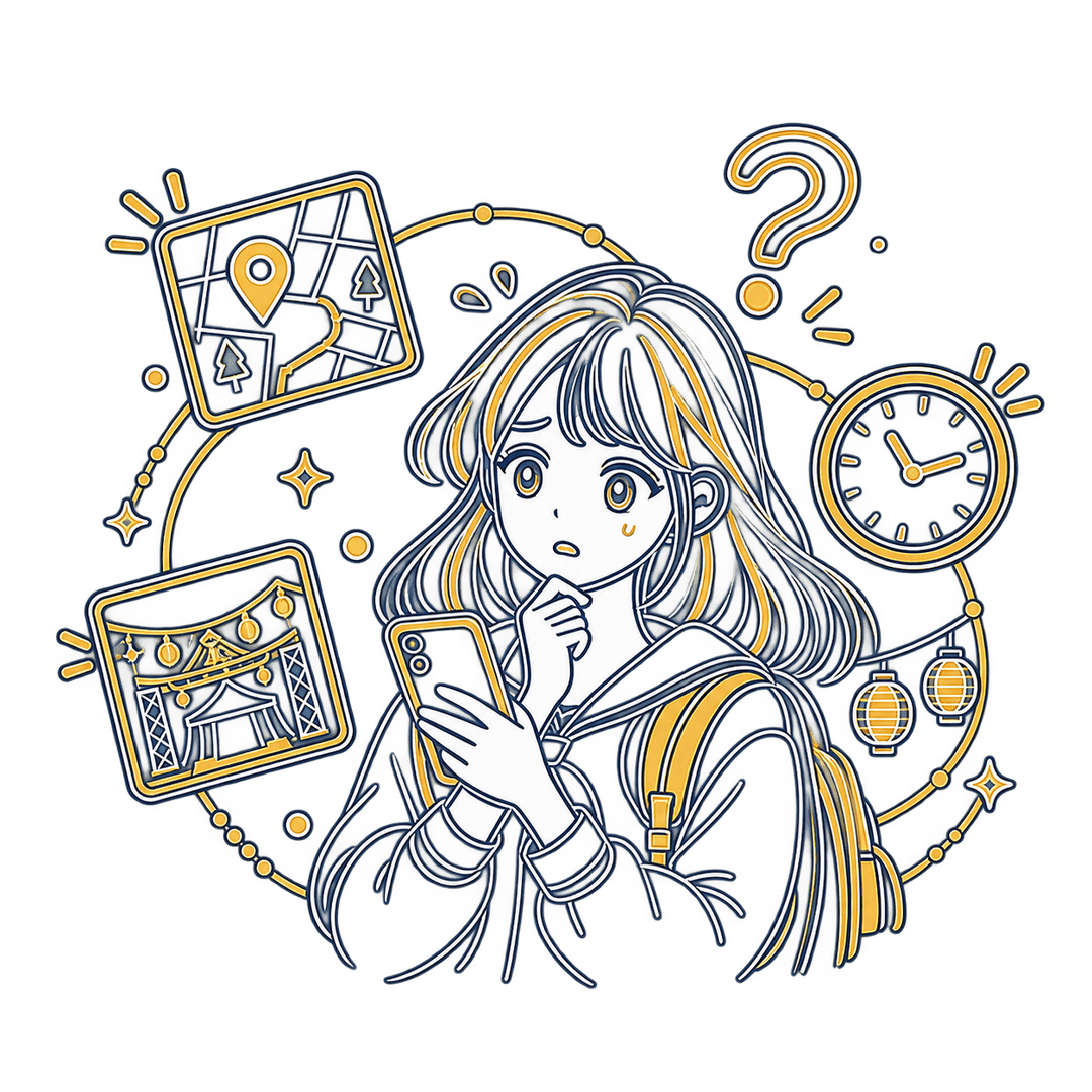 迷っている学生の線画